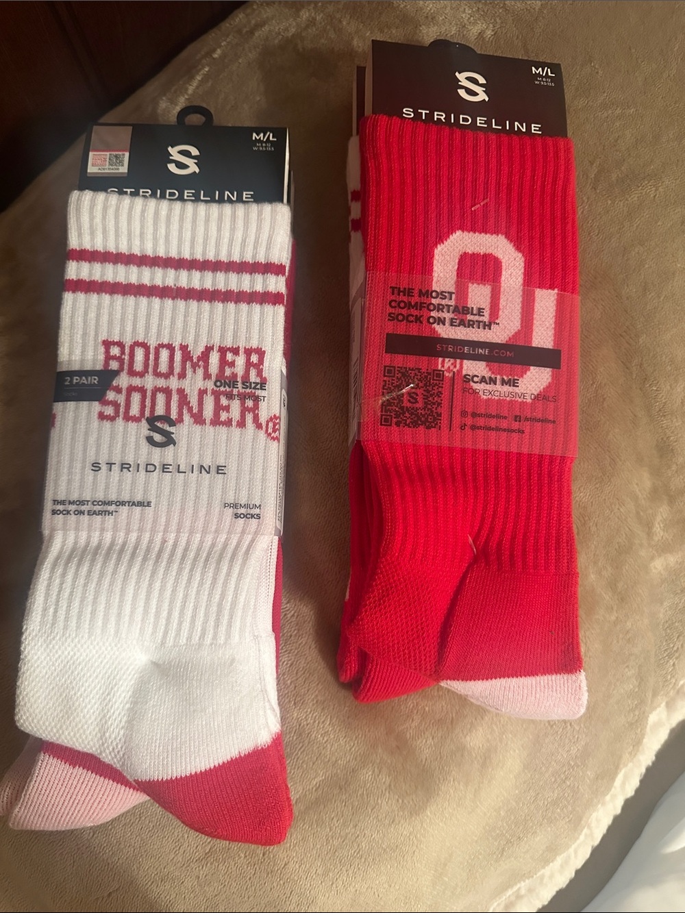 Strideline Men’s Athletic Crew Socks - White & Red